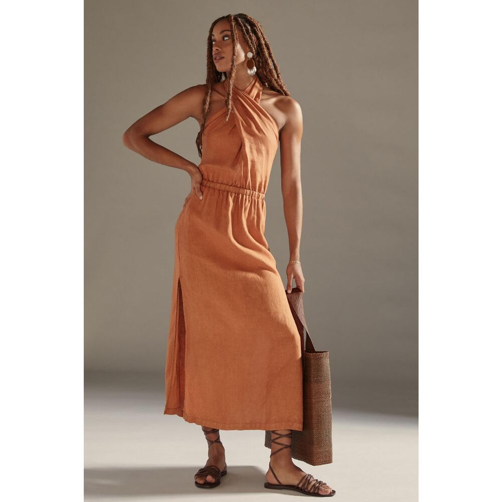 Cloth & Stone Linen Cross-Halter Maxi Dress - New - Small